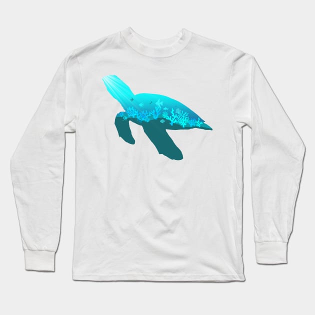 Sea Turtle Silhouette Long Sleeve T-Shirt by WiseWitch